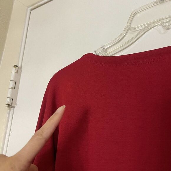 EILEEN FISHER red pullover split hem knit long sleeve top size Small - Picture 6 of 6